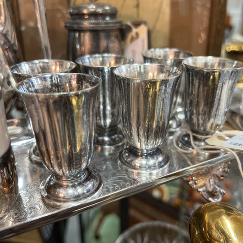 Set of 6 Vintage Silver Plate cordial Glasses