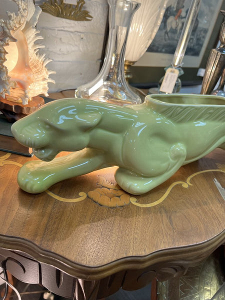 Vintage MCM Royal China Novelty Co Chartreuse Panther Lamp