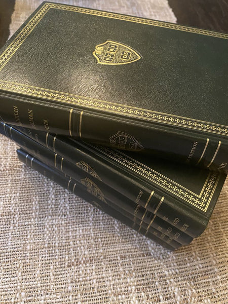 Set of 5 Green Leather Books 1937