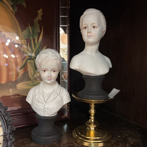 Pair of Vintage Porcelain Girl & Boy Busts Andrea by Sadek