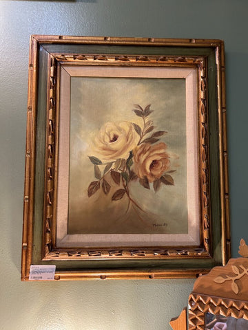 Vintage Framed Acrylic on Board Floral Painting (20x24 - IN STORE PICKUP ONLY)