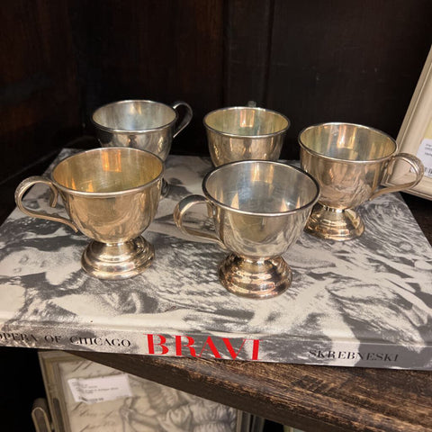 Set of 5 Vintage Silver Tea cups