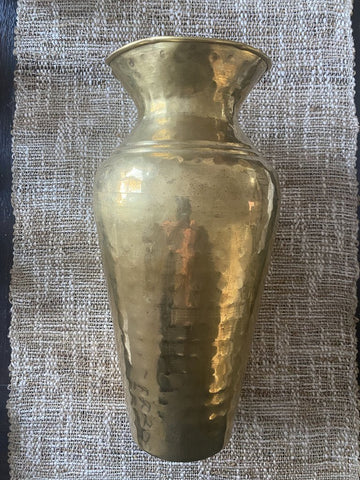 Large Vintage Hammered Brass Vase
