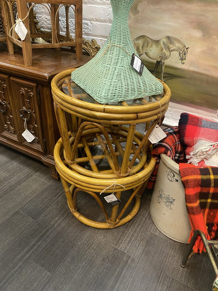Rattan Ottoman with Acrylic Top W1291 In Store Pick Up Only