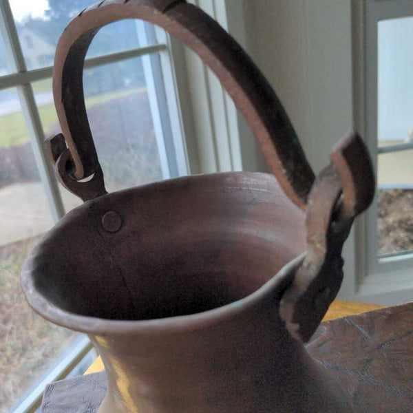 Old Copper Pot with forged Handle 6 in