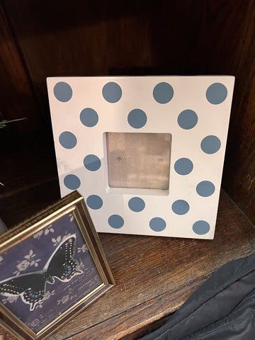 Blue polka dot square picture frame