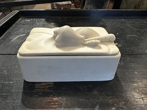 White Ceramic Sea Shell Trinket Box 5.5 x 2