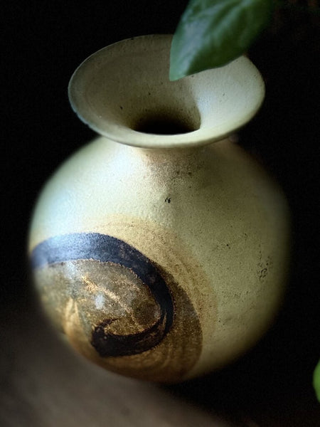 Handmade Pottery Vase w/Swirl Design
