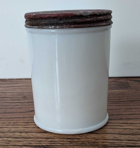 Vintage Apothecary White Milk Glass Jar w/Lid 4.5"