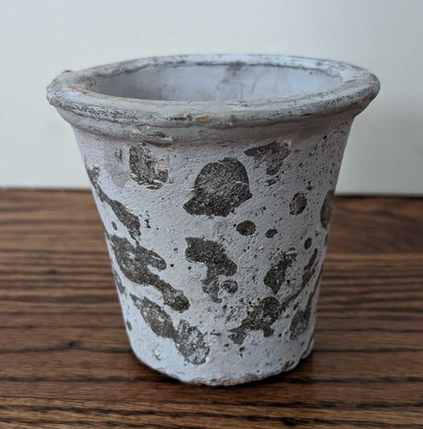 White Ceramic Small Distressed Planter 3x4