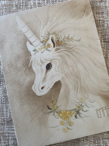 Vintage Unicorn Painting 12 x 16