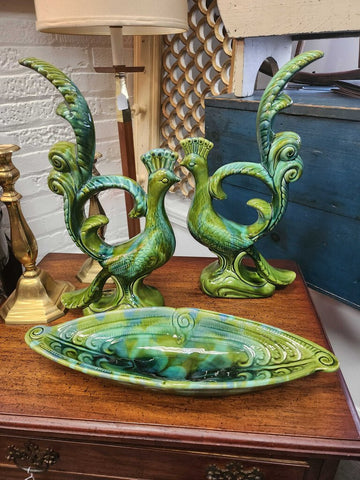 MCM 3 Piece set birds are 17" tall dish 17" wide