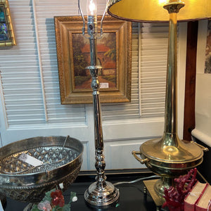 Vtg Silver Plate Candlestick Lamp