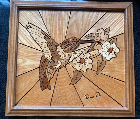 Wooden Hummingbird Art 12" x 13" W1309