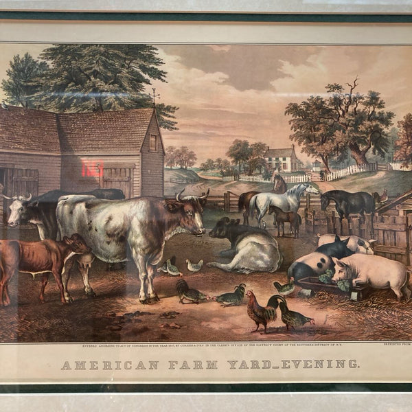 Currier and Ives American Farm Morning Vintage Reprinted Litho
