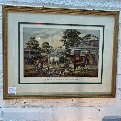 Currier and Ives American Farm Yard Morning Reprinted Lith