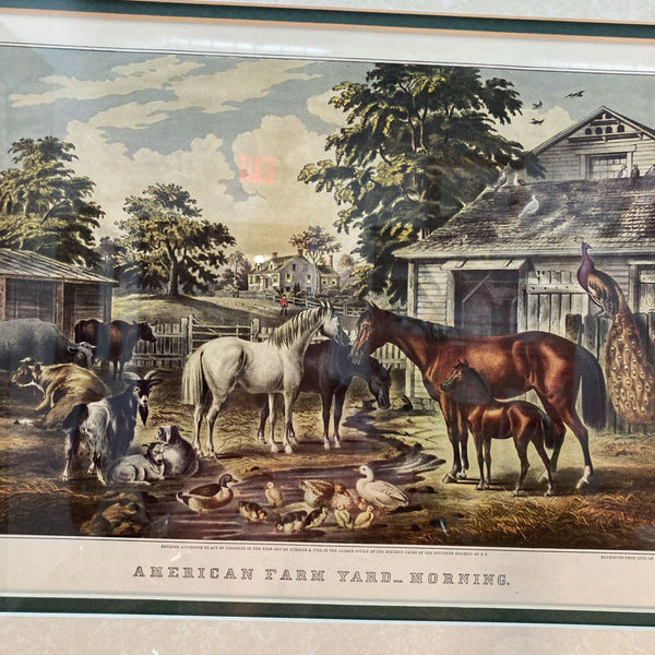Currier and Ives American Farm Yard Morning Reprinted Lith