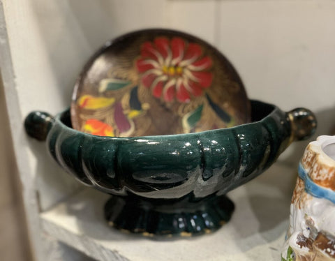 Emerald Green & Gold Ceramic Flower/Plant Pot