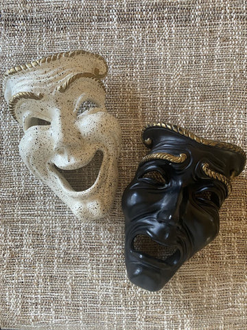 Vintage 1950s Universal Statuary Chalkware Tragedy/Comedy Mask